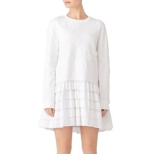 Opening Ceremony White Long Sleeve Dress with Textured Details